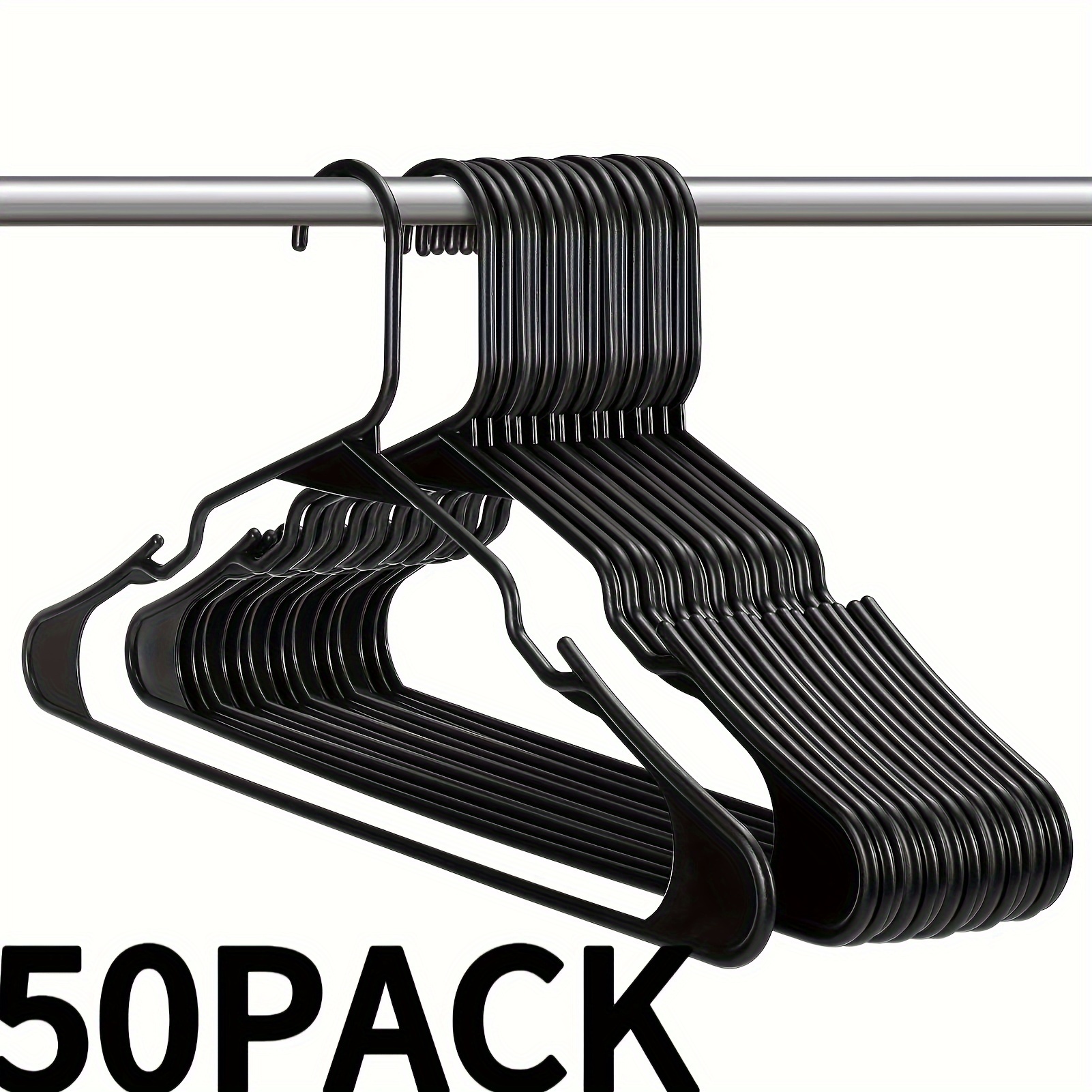 50 Pcs. of Standard Plastic Hangers for Clothes - Durable Tubular Hanger  Slim