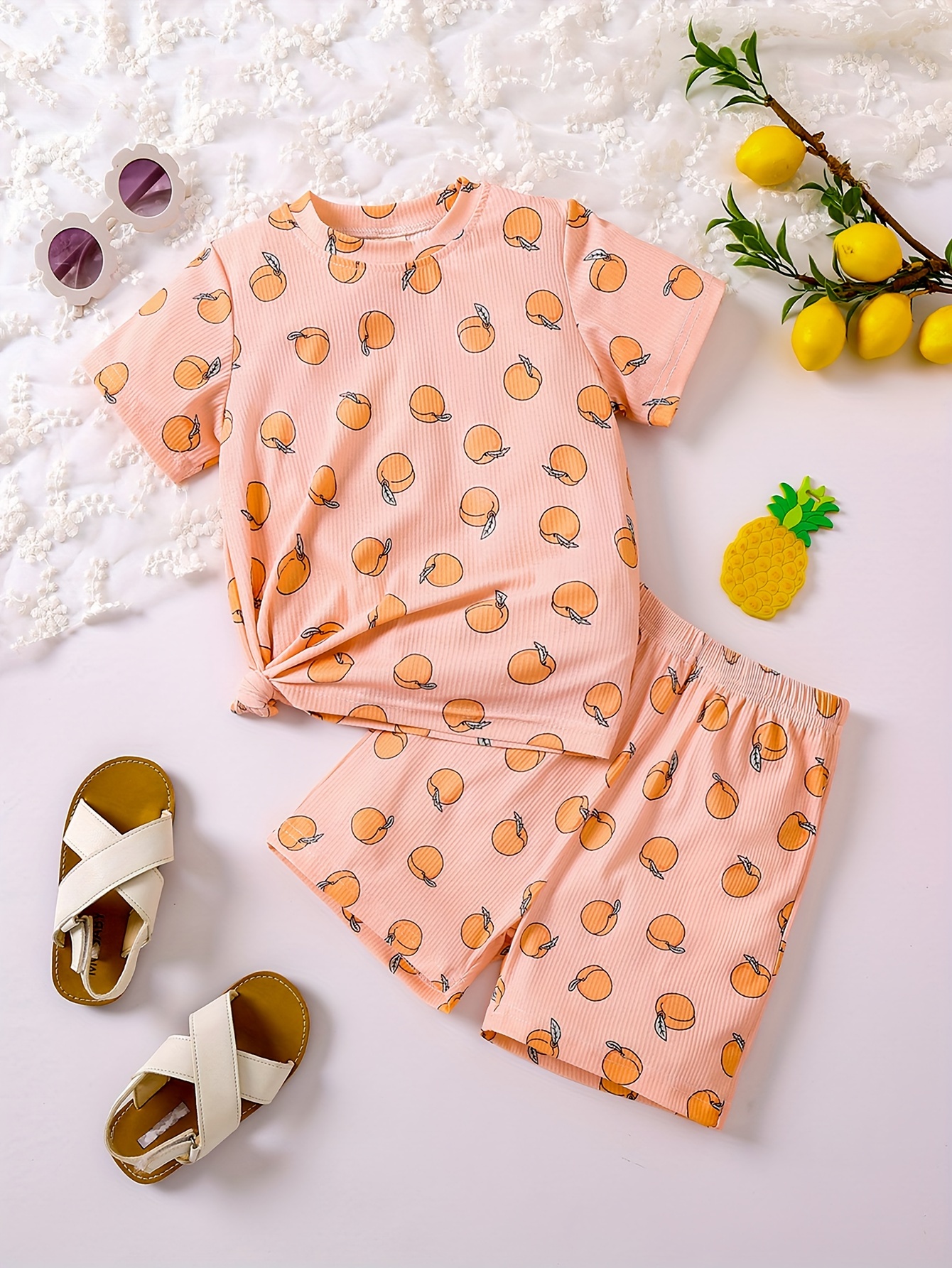 Camiseta de tirantes de rizo lisa naranja niña