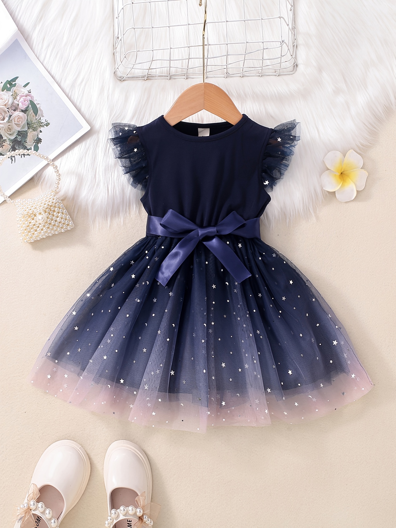 Kids Autumn Winter Dresses for Girls Star Sequins Princess 