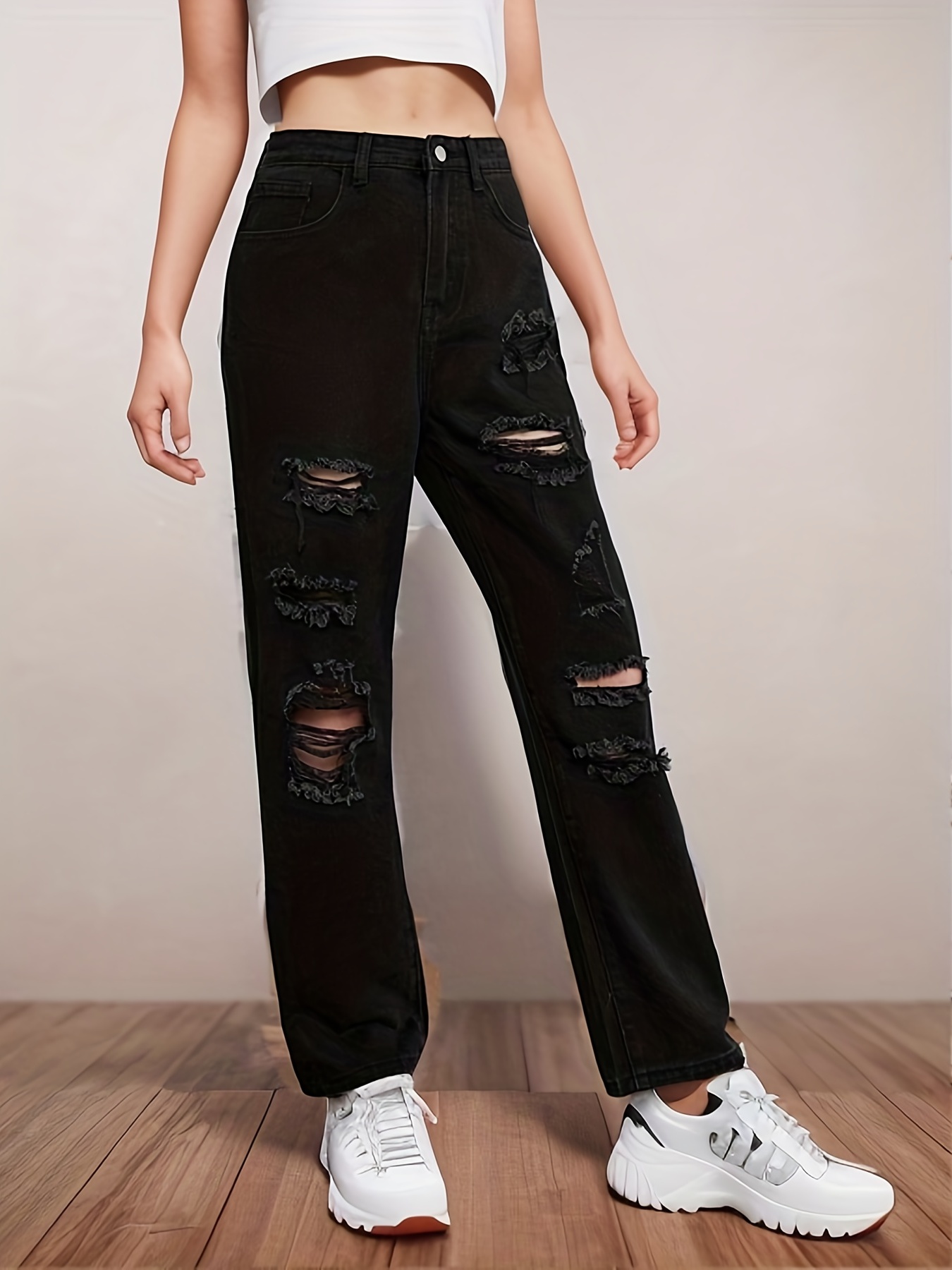 Tween Girls Raw Hem Ripped Flared Jeans Versatile & Fashionable Bootcut  Pants For Street Weekend Everyday