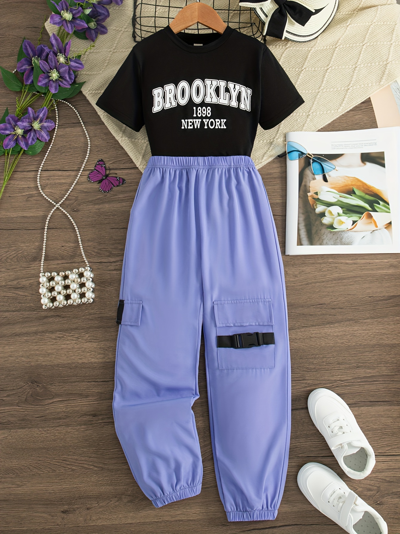 Girls 3pcs Casual Suit: Cover-up T-Shirt & Camisole & Pants Set Kids Sports  Leisure Clothes