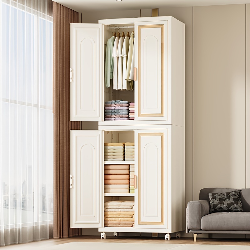 Sleek Multi tier Wardrobe Storage Organizer With Doors - Temu