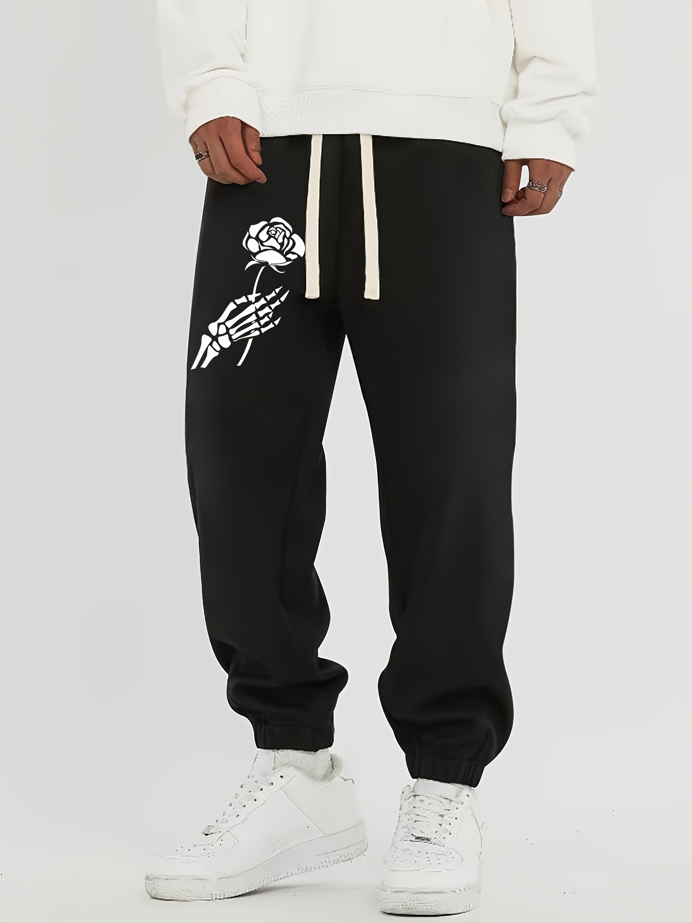 Embroidered Skull Sweatpants - Grey