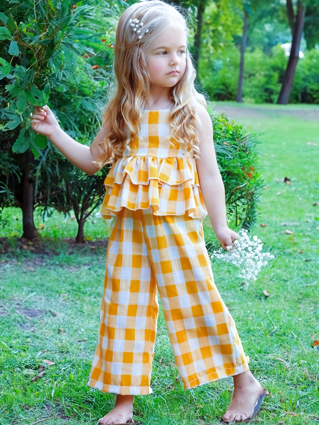 Girl's Butterfly Pattern Outfit 2pcs, Crop Top & Sundress Set, Kid's Trendy  Clothes For Summer