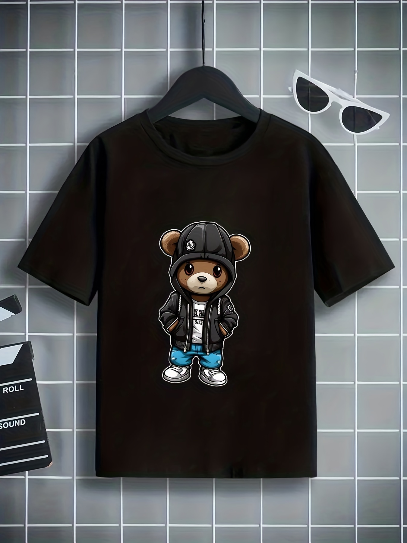 Funny Teddy Bear Basketball Cute Cartoon Print Men's Top, Casual Slightly  Stretch Short Sleeve Crew Neck T-shirt, Men's Tee For Summer - Temu United  Arab Emirates