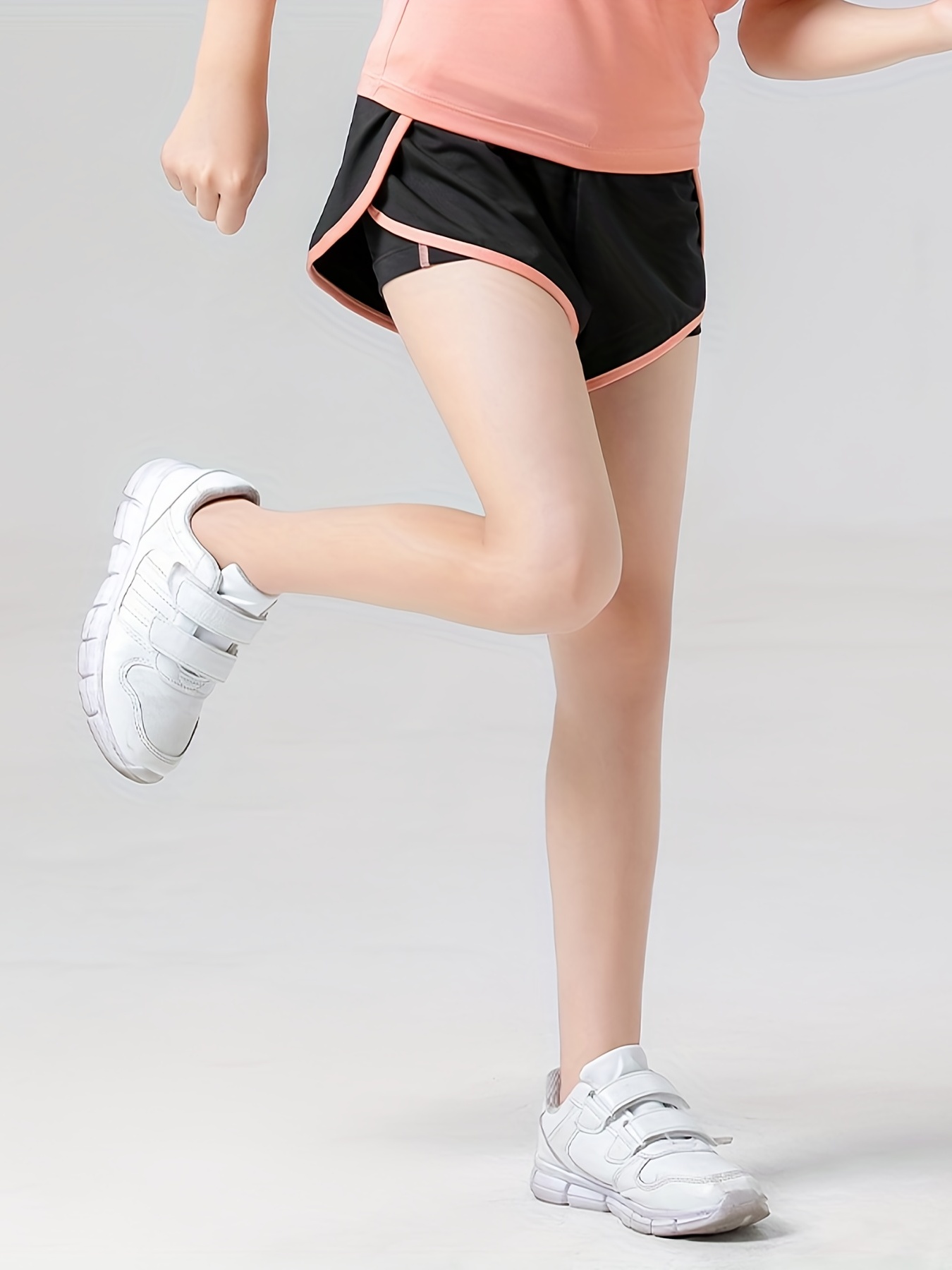 girls red running shorts