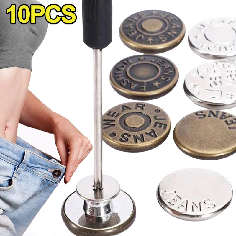 50pcs Replacement Jean Buttons Pins For Jeans Adjustable Removable Instant  Clips Snap Pins Buttons For Jackets Clothes Denim Skirt DIY Crafts Clothing