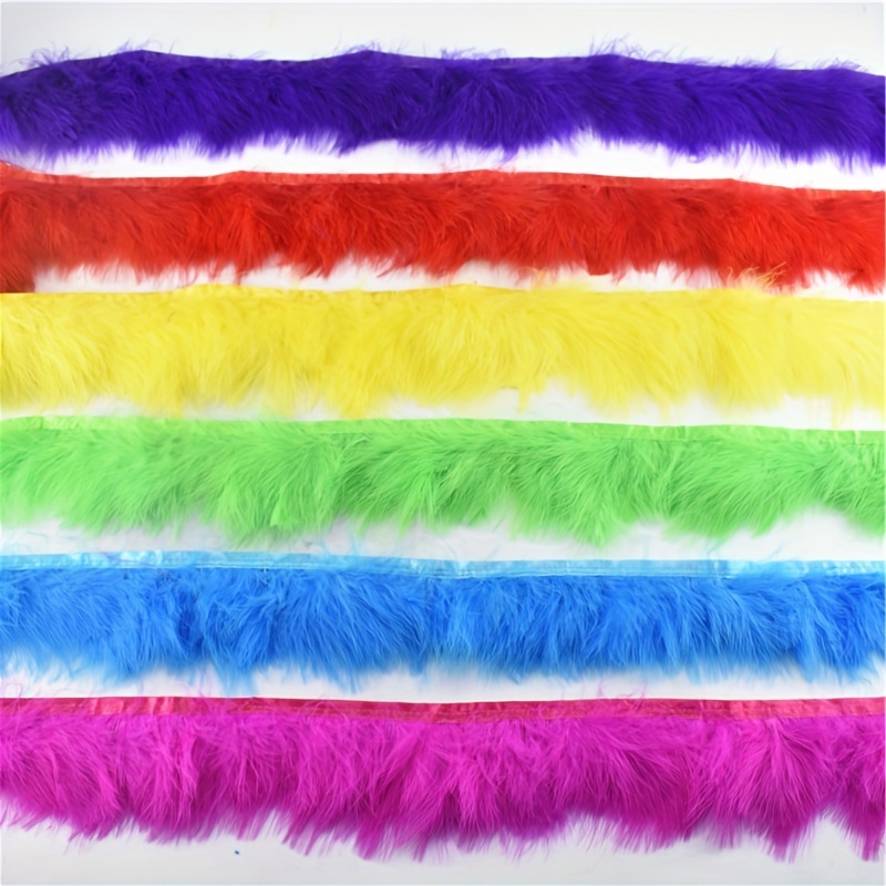 Adornos de plumas de avestruz con cinta de satén - para vestido, costura,  manualidades, disfraces, decoración, paquete de 2 yardas (blanco)