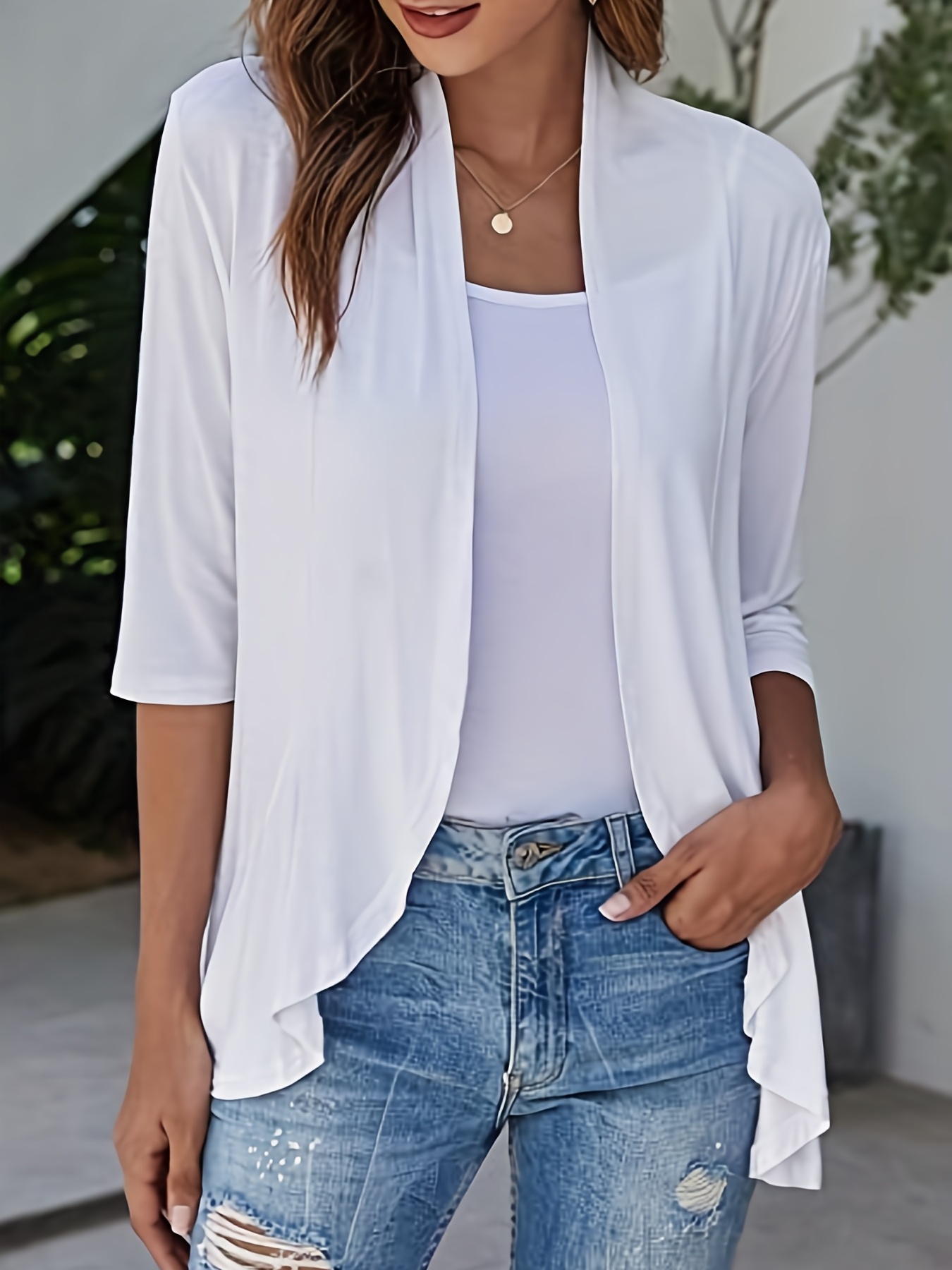 Womens white clearance open front cardigan