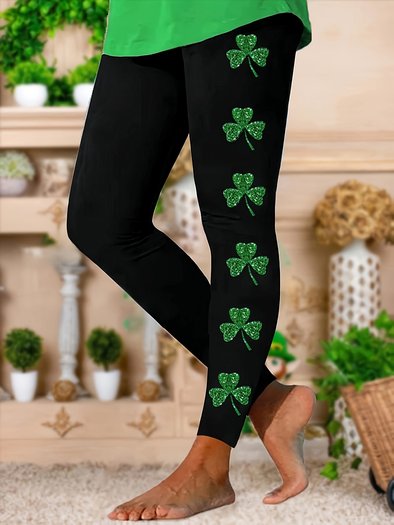 Shamrock Leggings for Women Womens Irish Green Leggings W. All Over Print  Shamrock Clover Print for Saint Patrick's Day / St Patty Day -  Canada