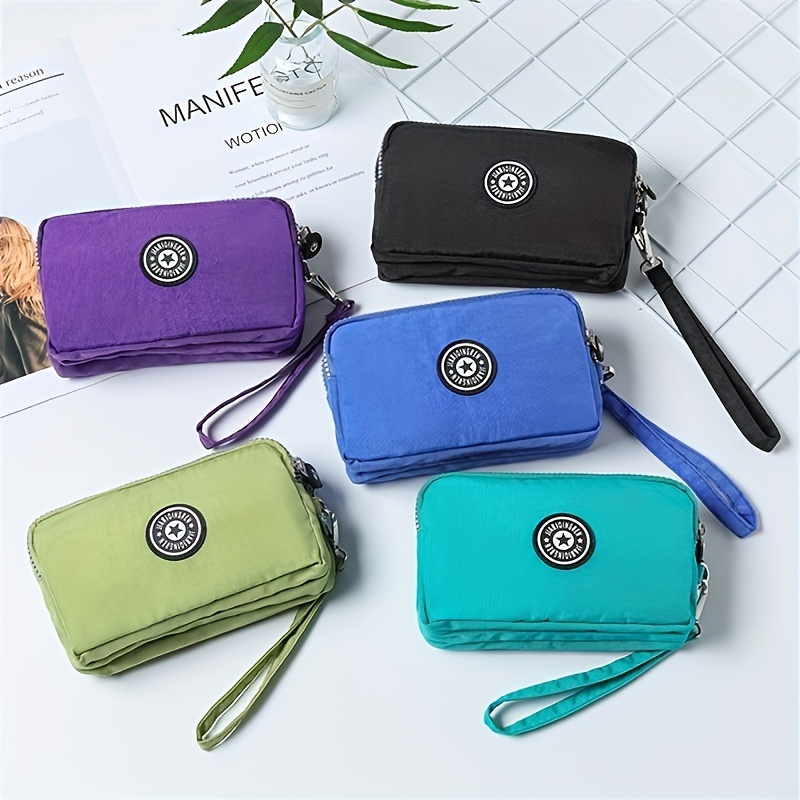 Triple Zipper Clutch Coin Purse, Nylon Lightweight Wristlet Wallet, Casual  Portable Cell Phone Bag - Temu