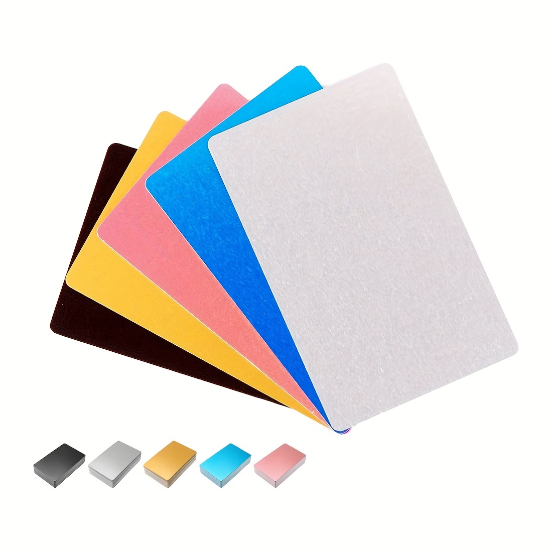 50Pcs Metal Business Cards Blanks for Customer Laser Engraving DIY Gift  Cards 5 Colors Optional (Blue)