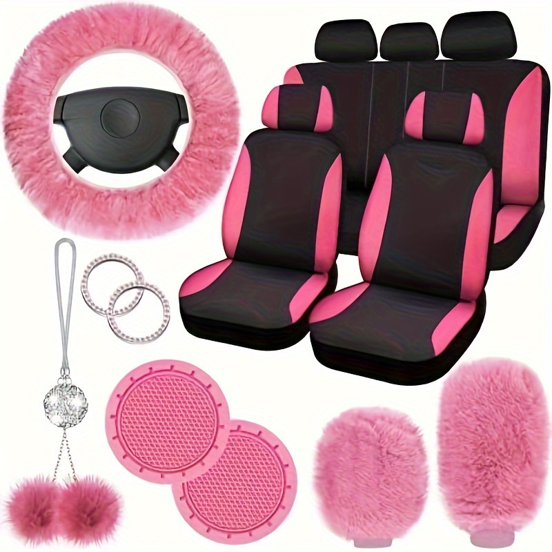 Fundas de asiento de coche universales de tela de poliéster para mujer,  conjunto completo de bordado de mariposa rosa, ajuste Universal, la mayoría  de los asientos de coche, estilo nuevo - AliExpress