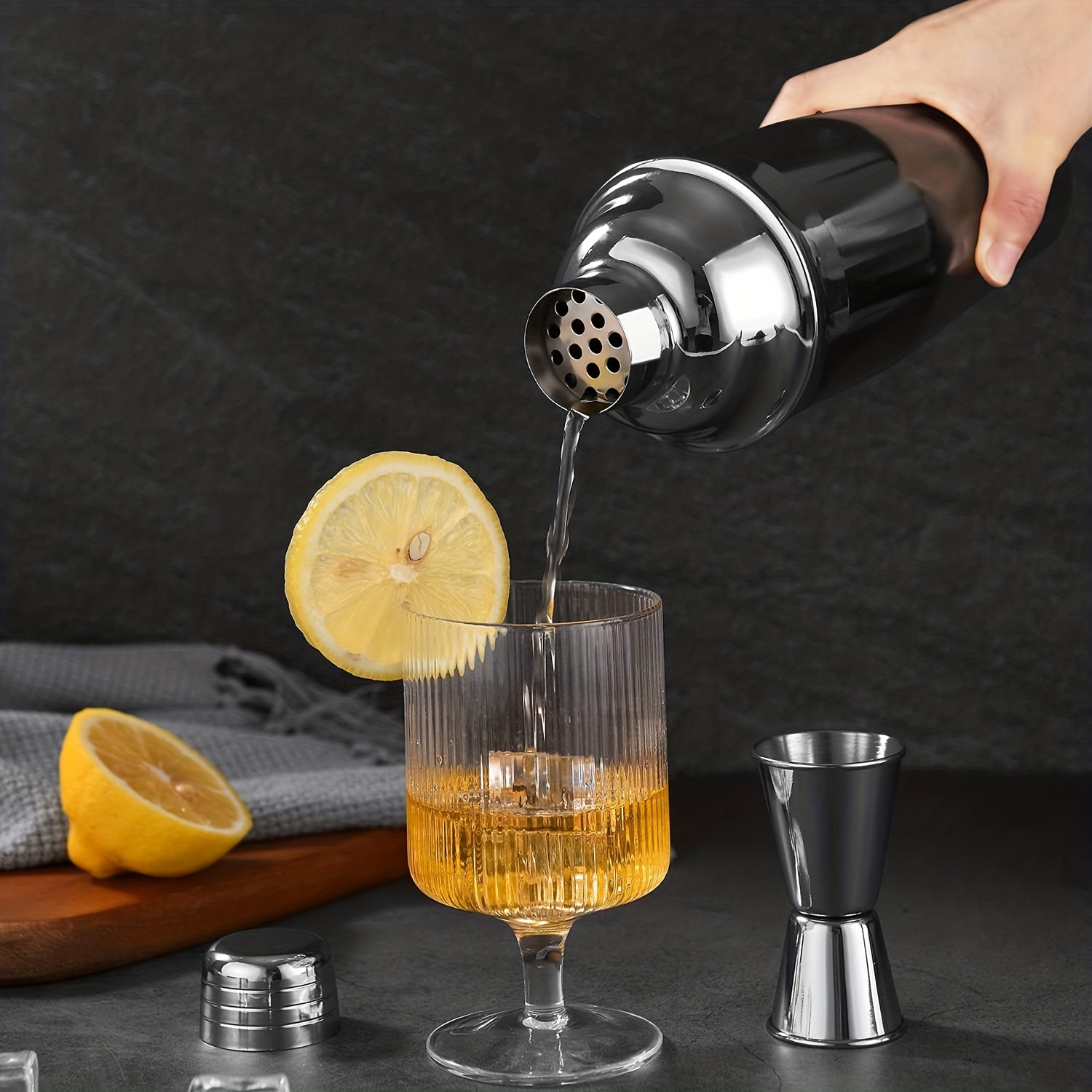 3-Piece Personalized Stainless Steel Martini Shaker Double Jigger Strainer  Set