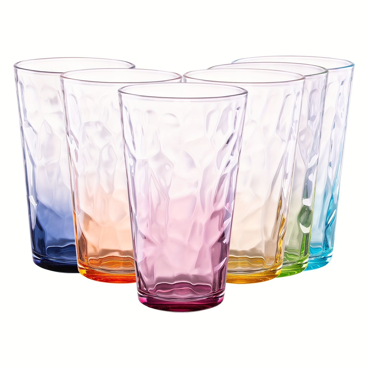 6pcs Light Luxury Drinking Glasses Nordic Style Mixed Color Glass Cup Set  With Golden Rim Transparent Hexagonal Creative Glass Water Cups Juice Tea Mi