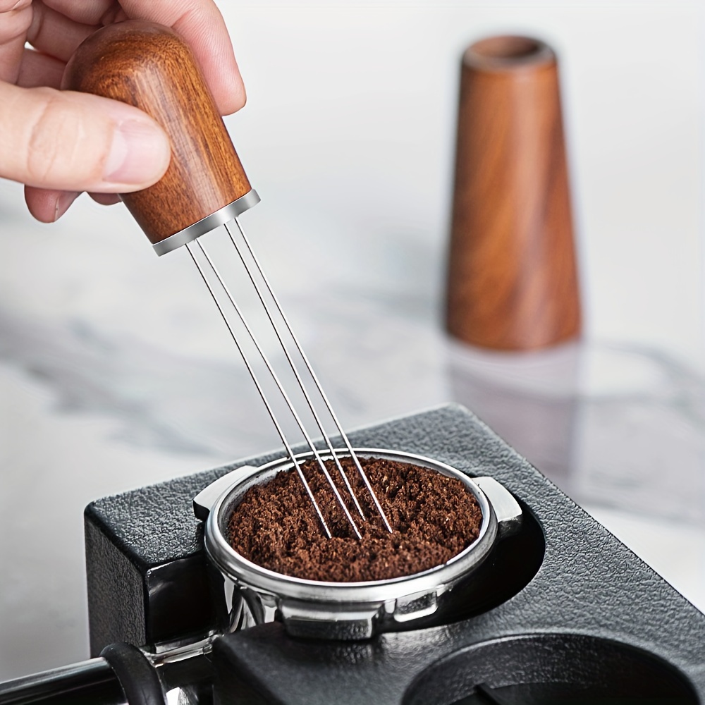 Espresso Mixer with Wooden Handle Coffee Mixer Tool Dispenser 5 Needles  Prevent Coffee Powder From Clumping Convenient