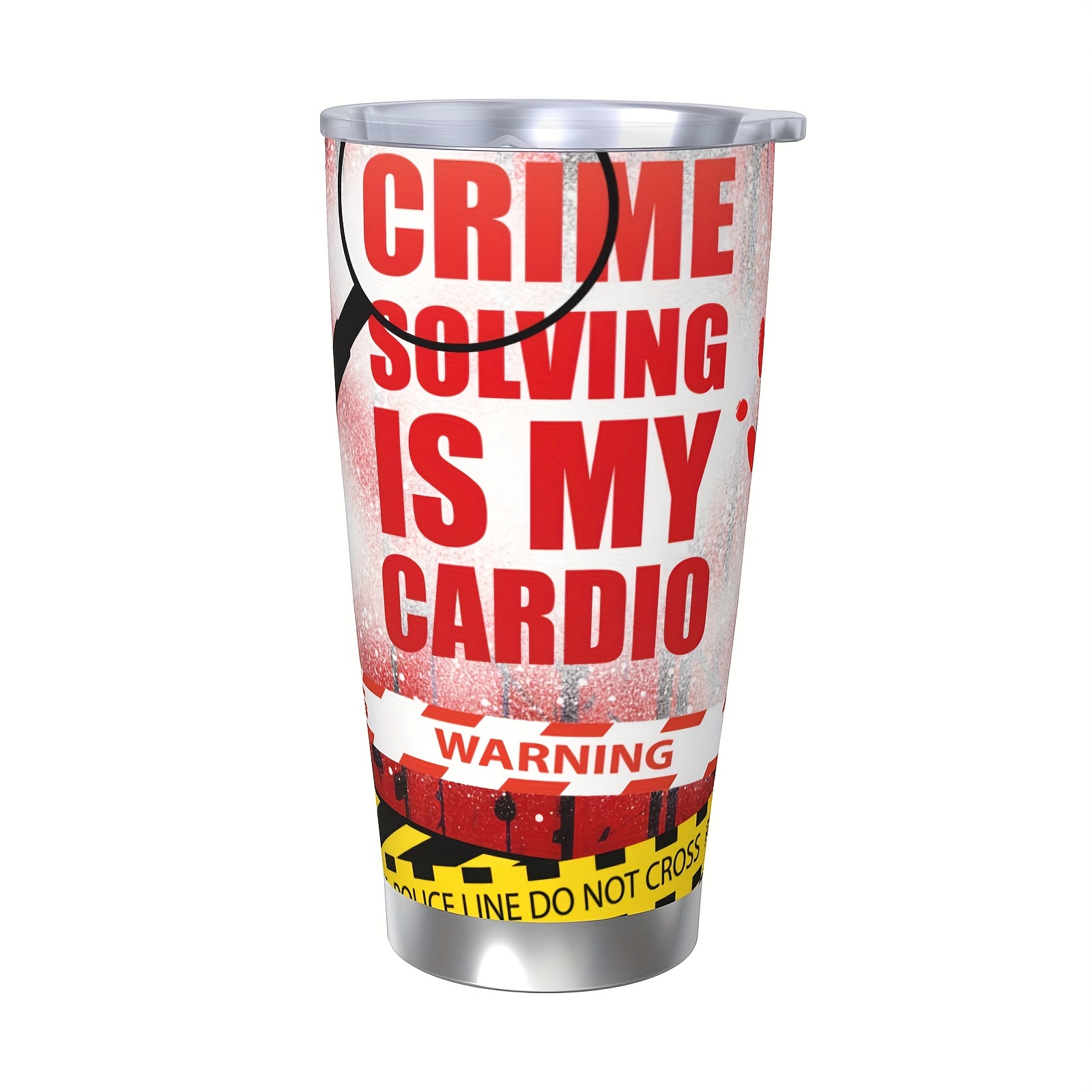 Custom 24 oz Insulated Tumbler Cup With Lid - Crime Scene Do Not Cross -  New