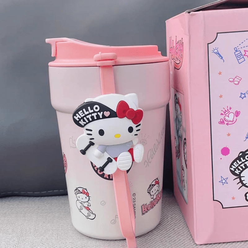 Botella termo de oso Kawaii de 380 ML para niños y niñas, taza aislada de  acero