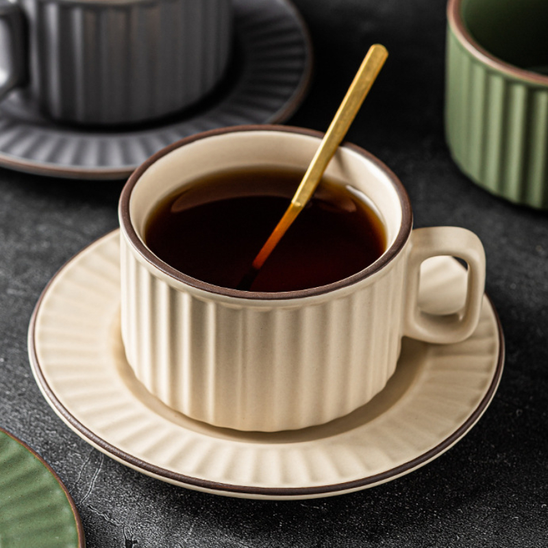 Tazas de café de cerámica de estilo europeo, desayuno de taza de té de  leche, tazas de flores de capuchino, vajilla de cocina de Latte, alto grado