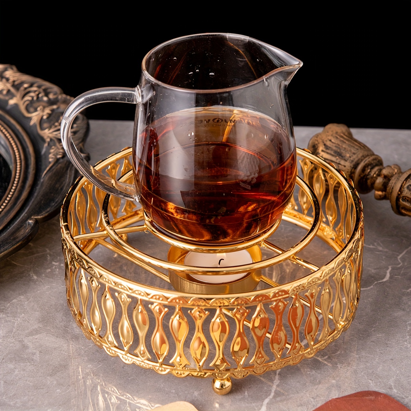 Chauffe-théière en céramique, chauffe-théière avec coussin de liège,  parfait pour les théières en verre et le thé en céramique