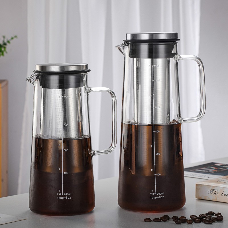 Cold Brew Coffee Maker, Glass Iced Coffee Maker & Iced Tea Maker, Glass  Carafe, Coffee Carafe, Removable Stainless Steel Filter, cold brew maker,  infuser pitcher 1.5L 