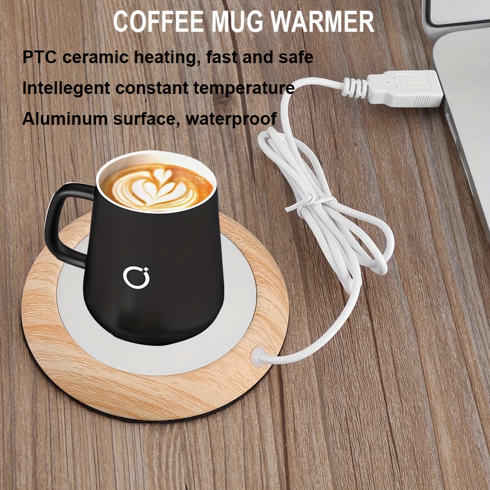  Calentador de tazas para bebidas térmicas, calefacción USB de 5  W uniformemente para oficina, té, café, almohadilla de madera de nogal y  metal, calentador de tazas de café para escritorio, oficina