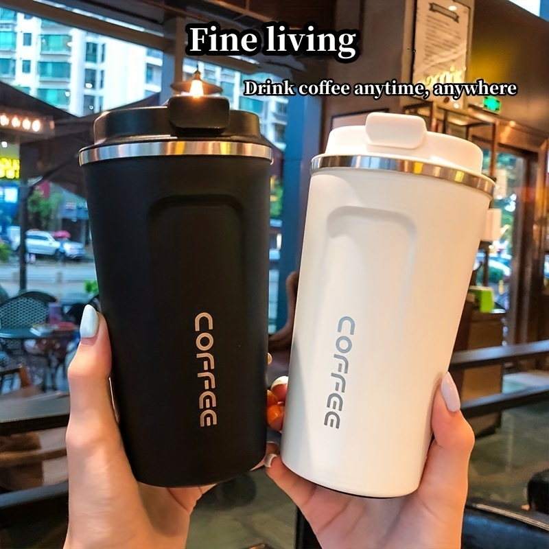 30oz Double Wall Vacuum Insulated Thermal Travel Tumbler Cup, Splash Proof  Sliding Lid Simple and Modern design Reusable Stainless Steel Durable Coffee  Tea Travel Mug Iced Cold Brew Hot Drinks (White) 