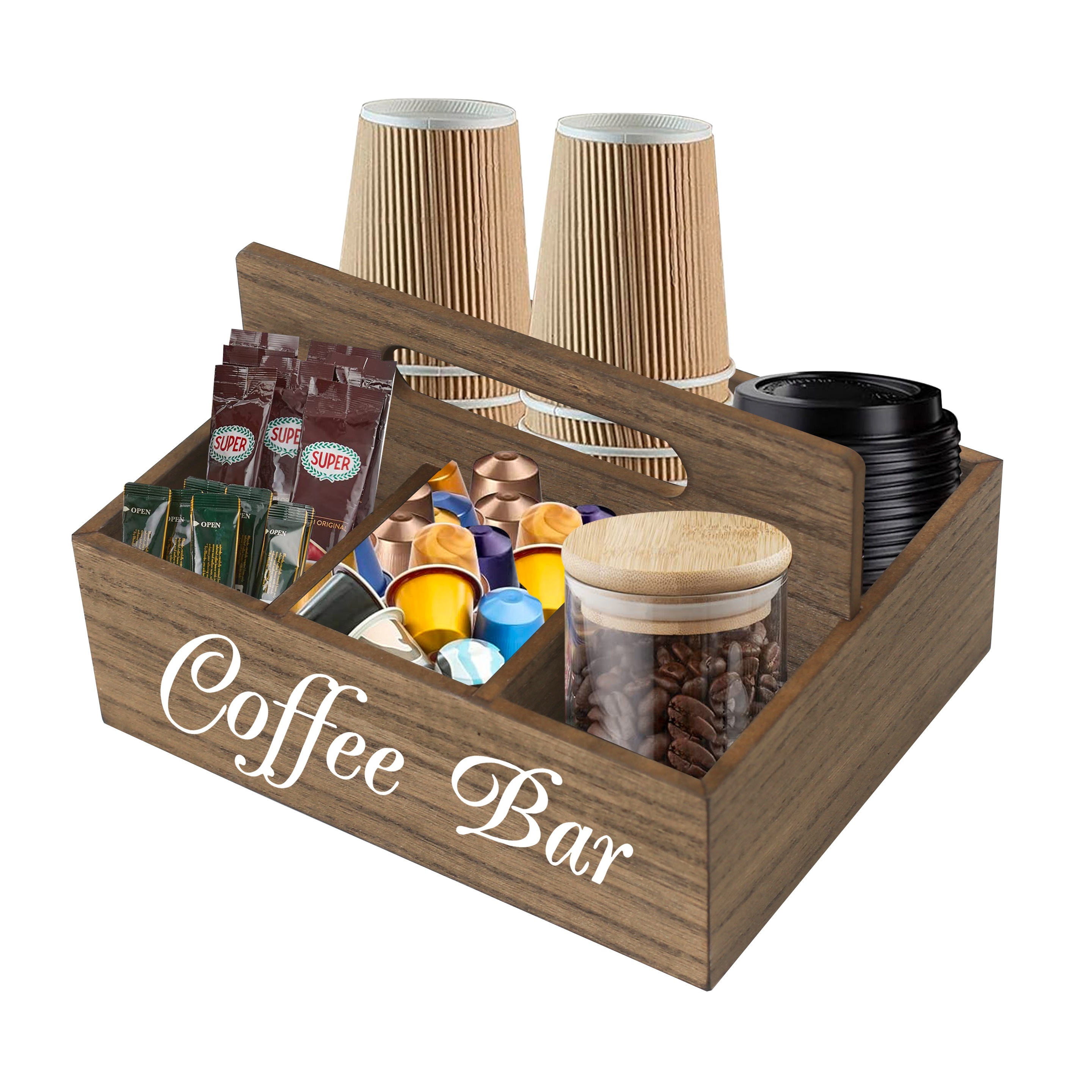 Coffee Station Organizer Wooden Coffee Bar Accessories - Temu