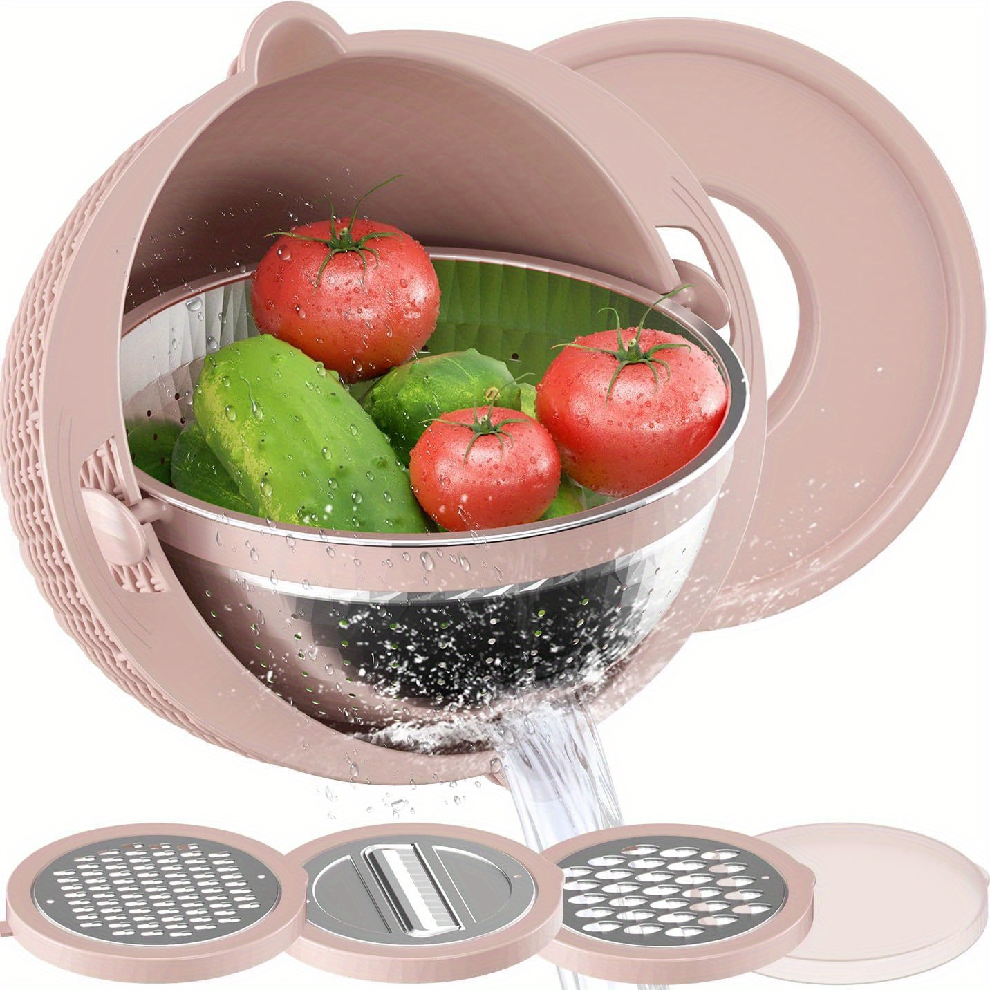 Compra Centrifugadora de ensalada, 4 l, centrifugadora eléctrica para  ensaladas, setas, para ensalada, con tapa, para frutas, verduras,  ensaladas, verduras, secadora recargable por USB, con botella de 350 ml en