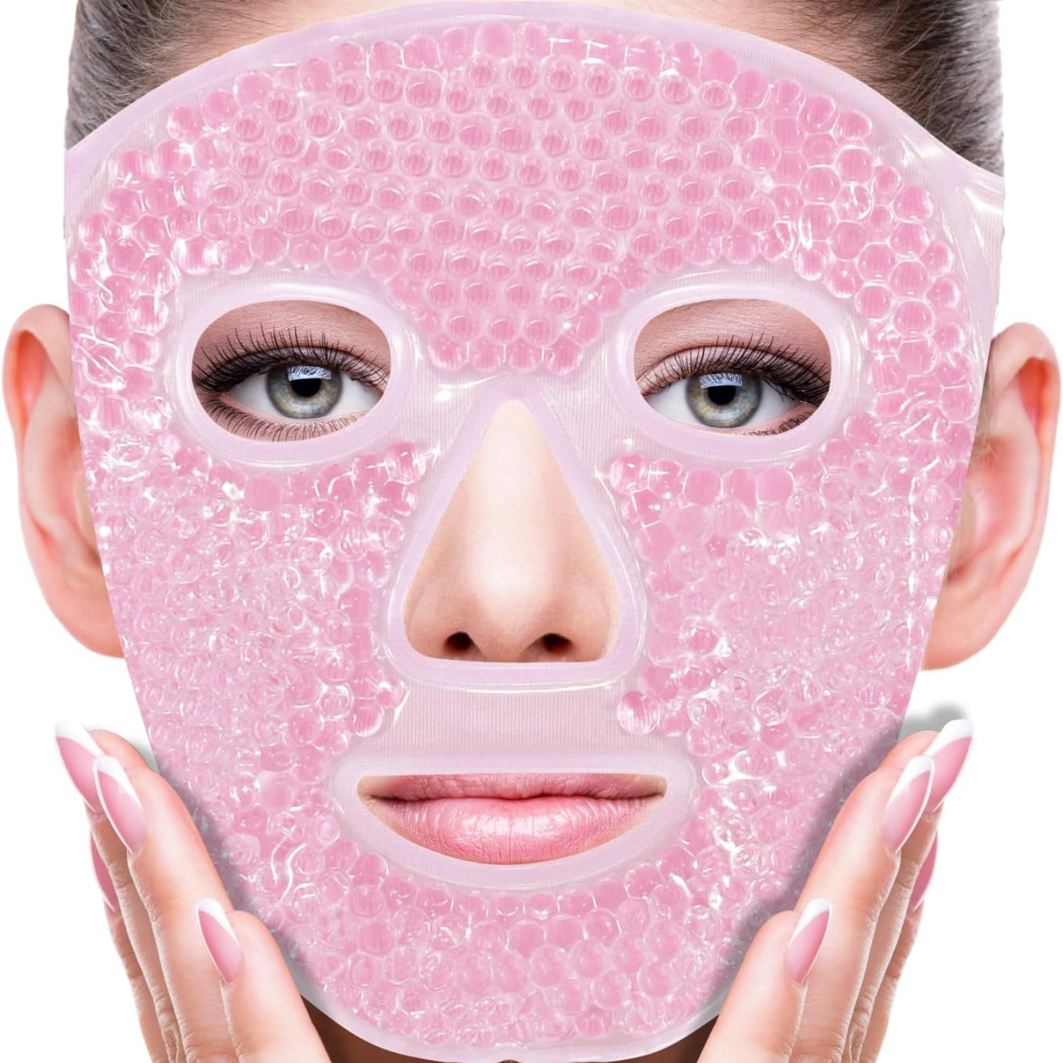 NEWGO Máscara facial fría para ojos, bolsa de hielo reutilizable, terapia  fría y caliente, máscara facial completa para migrañas, dolor de cabeza