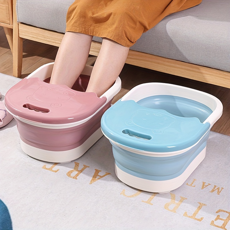 Folding Bubble Foot Bath Bucket With Lid Silicone Bucket - Temu