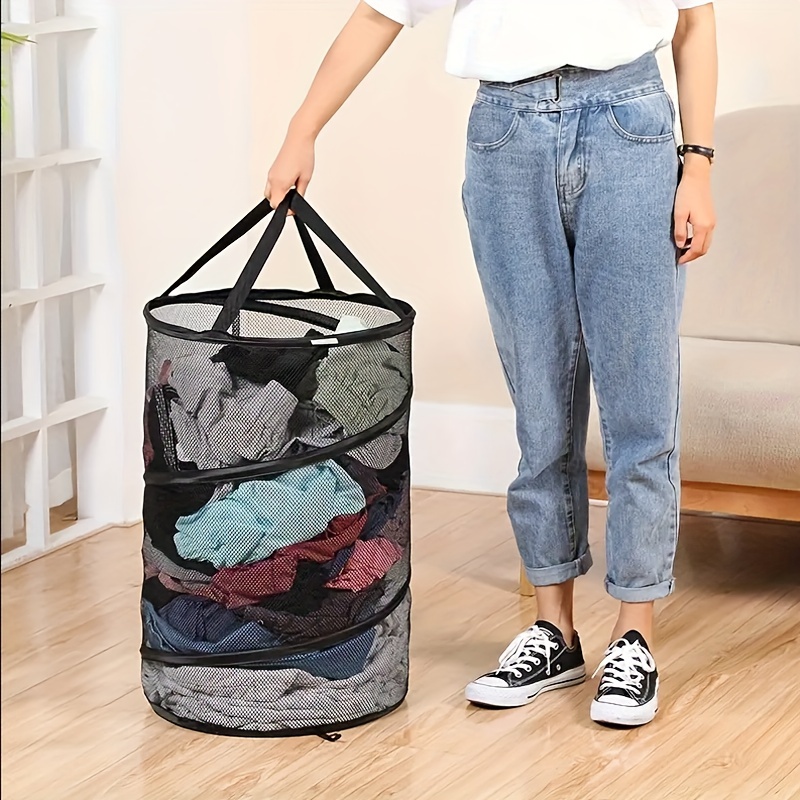 Handy Laundry Mesh Popup Laundry Hamper - Portable, Durable Handles, Collapsible for Storage and Easy to Open. Folding Pop-Up Clothes Hampers