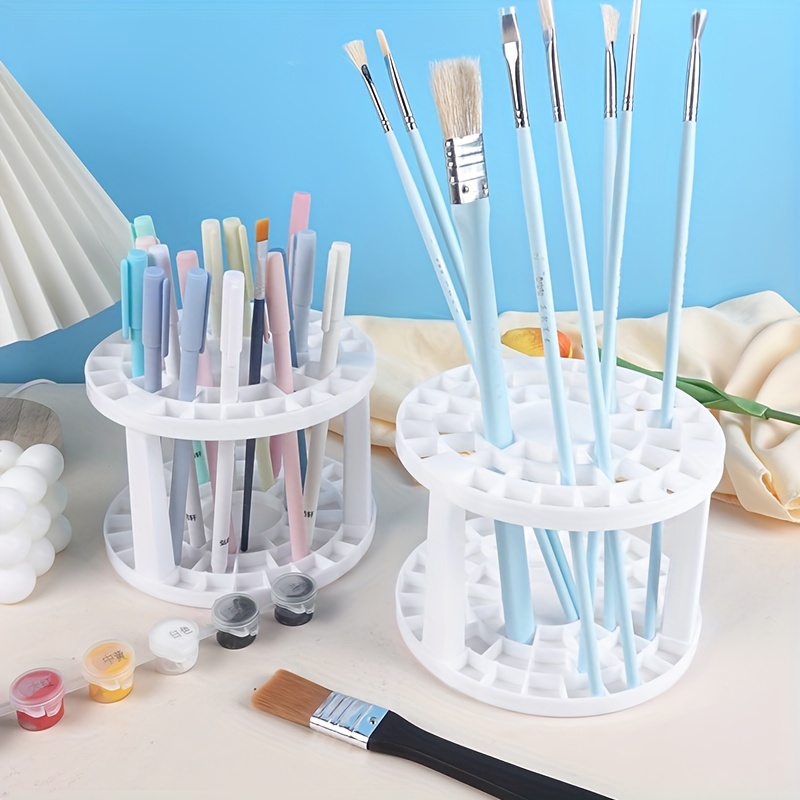 US Art Supply Plastic Artist Round 50 Hole Paint Brush Holder and Organizer  - Rack Holds Paintbrushes, Makeup Cosmetic Brushes, Pencils, Pens