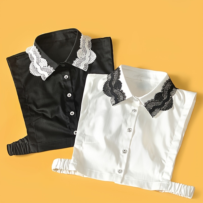 Cuello Falso Blanco/negro Color Liso Media Camisa Formal Blusa Cuello  Desmontable Solapa Botones Extraíble Cuello Falso Mujeres Hombres, Opción  Ideal Regalos - Joyería Accesorios - Temu