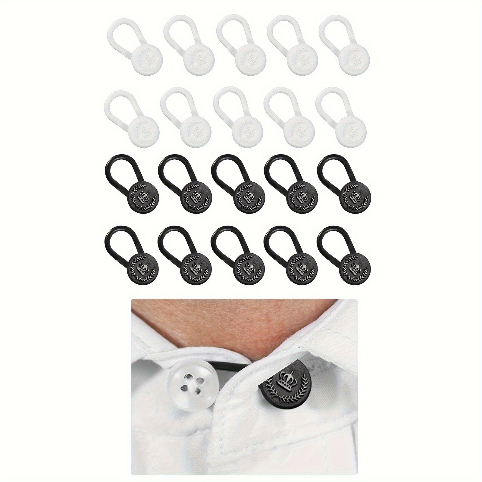 12 Pcs Collar Extenders - 3 Styles Neck Extender Elastic Wonder Button for  Expan