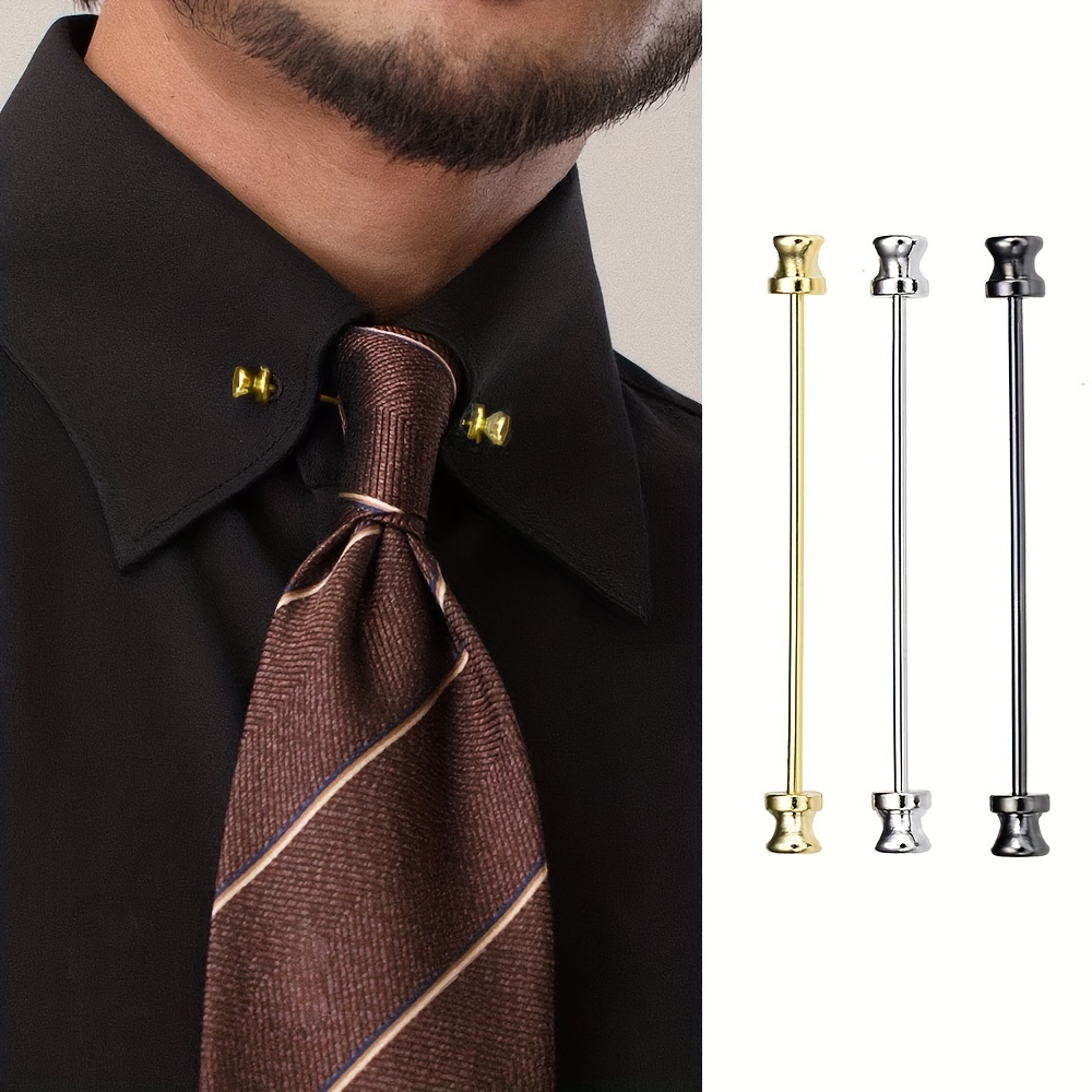 3 piezas para hombre con broche de solapa para camisa y cuello con clip  para camisa y collar de barra, pin de solapa con caja de regalo