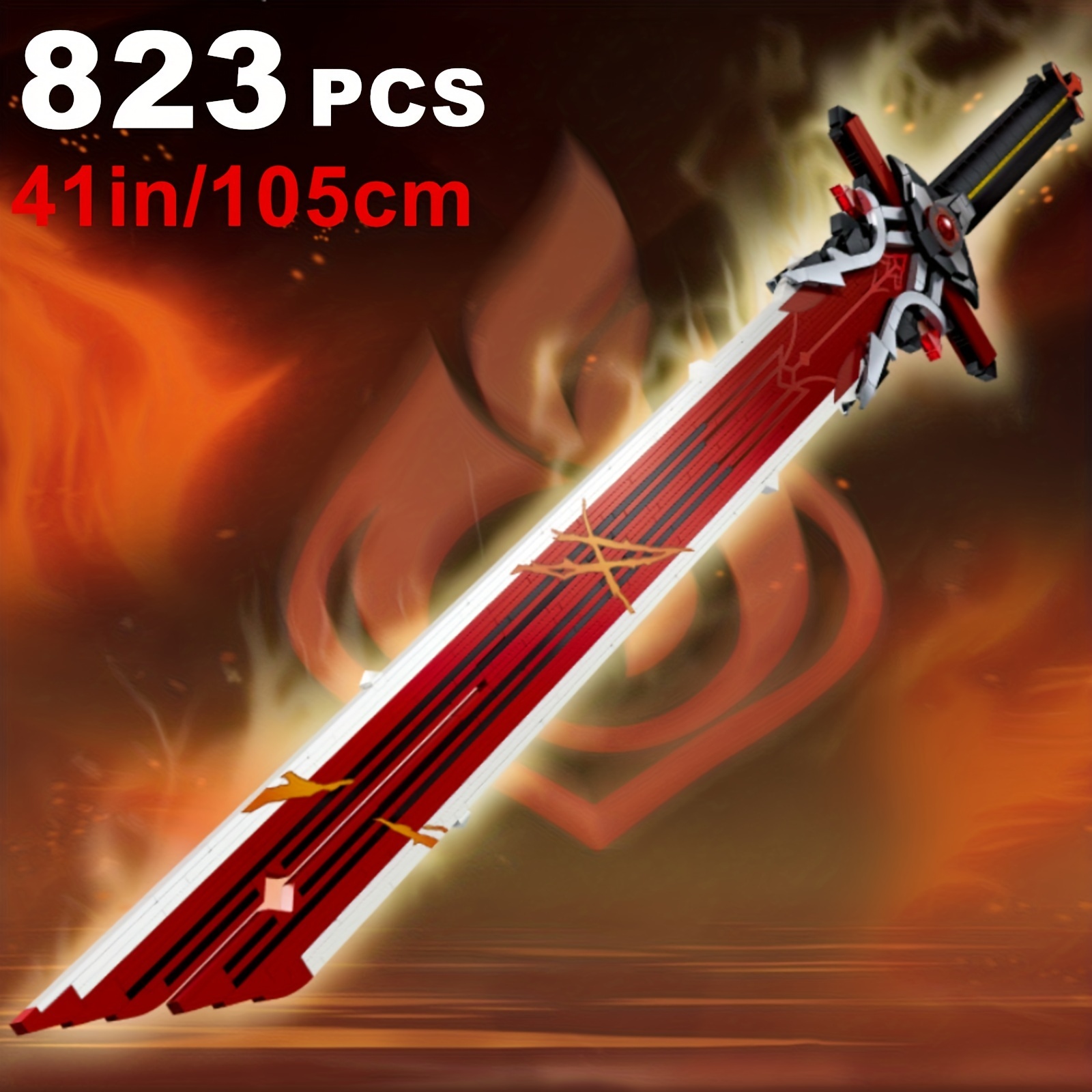 RED NINJA BAT WARRIOR SWORD 26.5 OVERALL W/2 PCS KNIFE SET