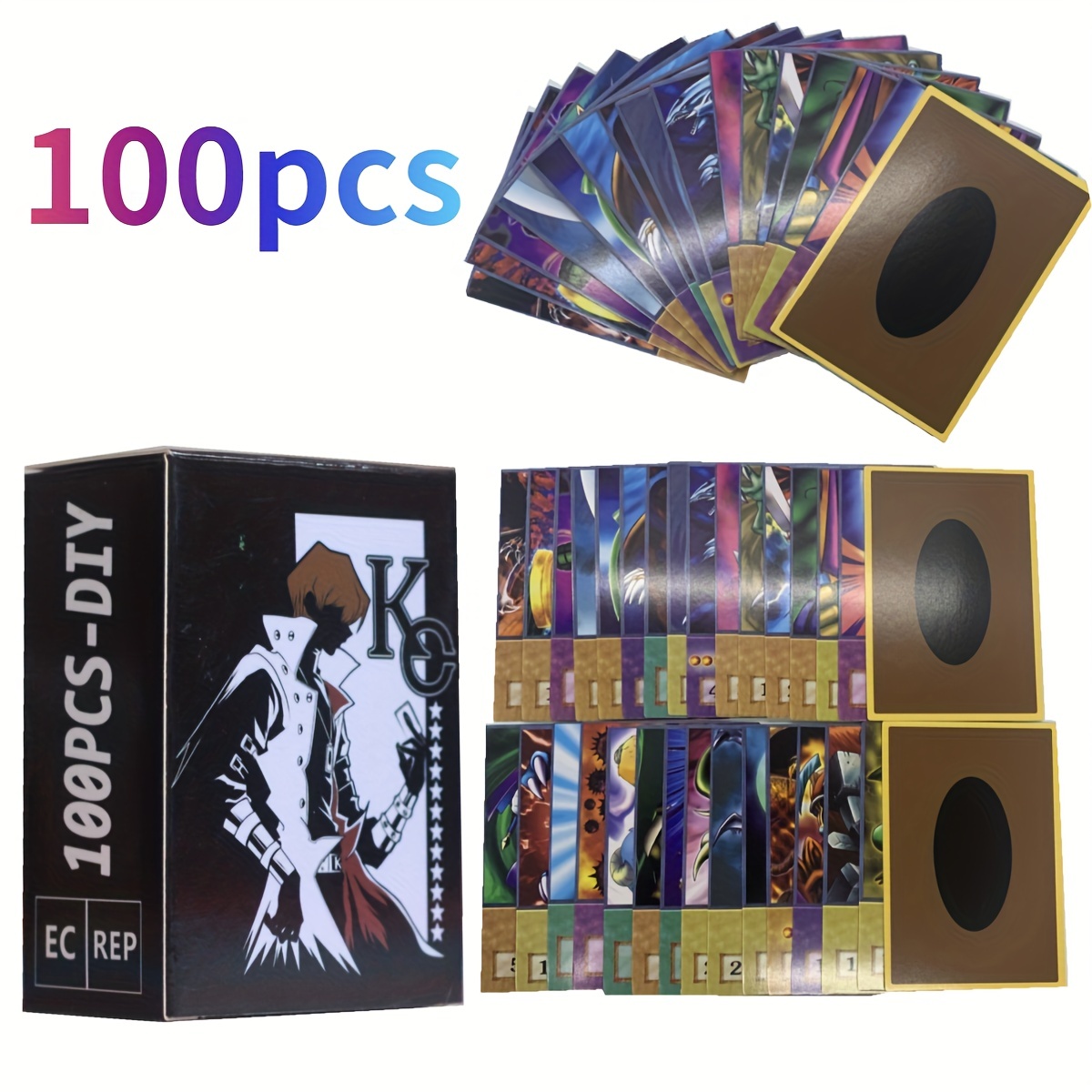 DIY 100PCS Yu-Gi-Oh GX Anime Style Cards E-HERO Yugioh GX Classical Proxy  Card Kids Gift