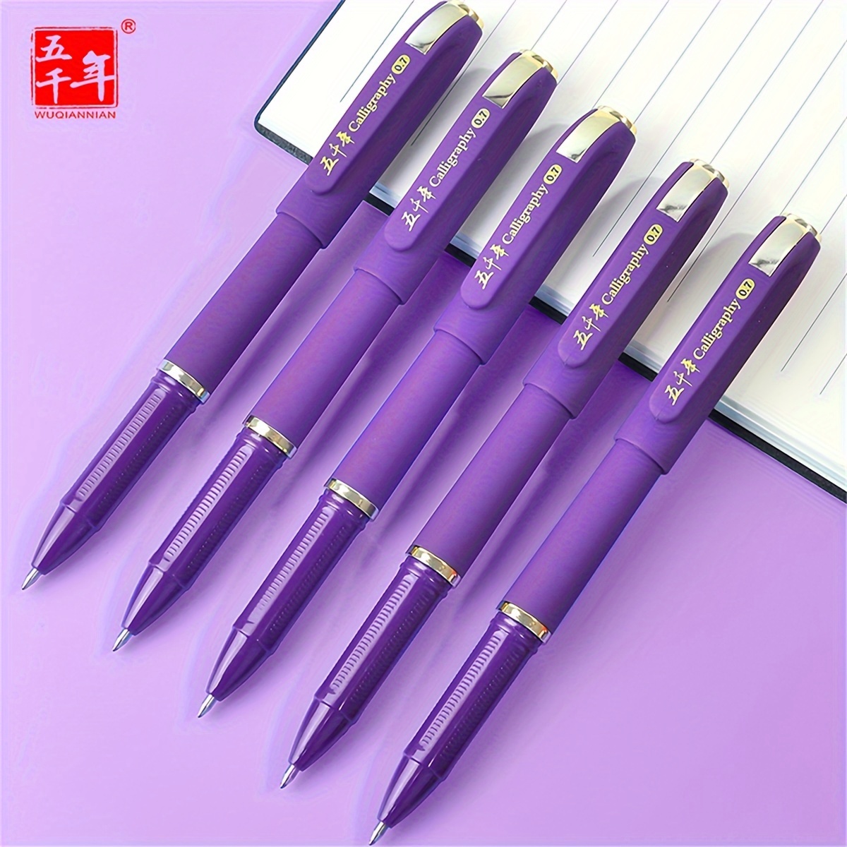 Glitter Sequins Handle 0.5mm Blue Ink Ball Pen Student School Office  Stationery Purple Plastic