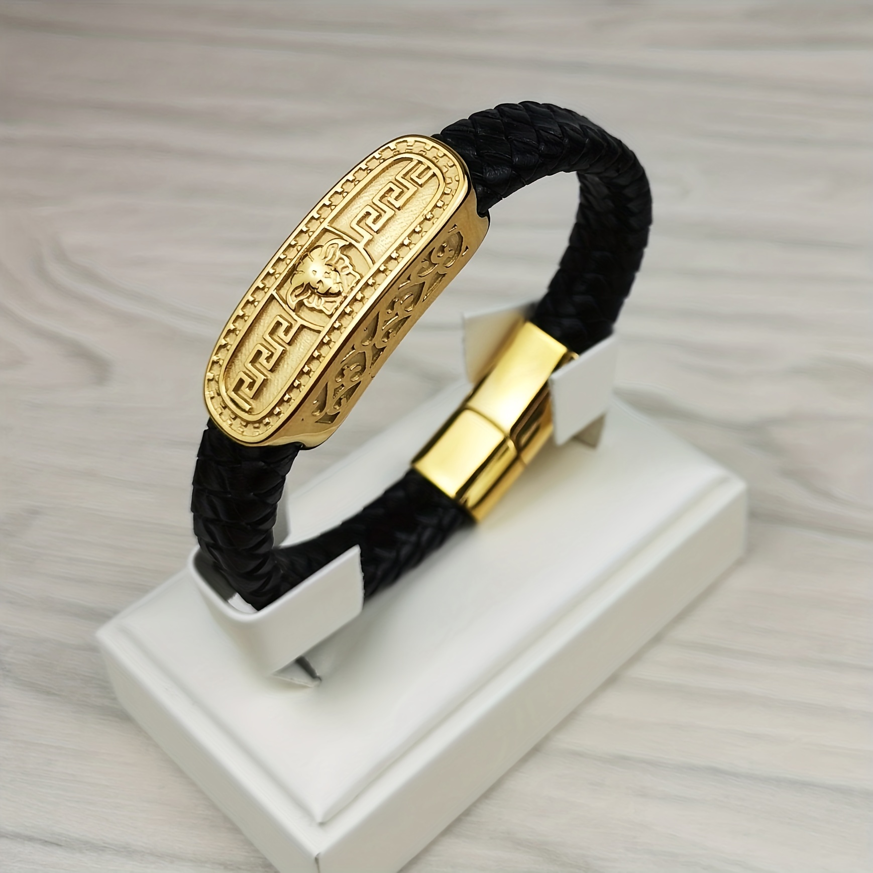 24K Gold Color Mens Dragon Patterned Bracelet High Quality Hip hop Iced Out  Male Jewelry Dubai Gift