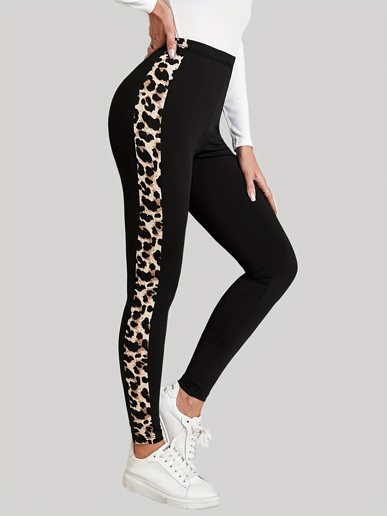 Leopard Print Yoga Leggings Seamless High Stretch Wide Waist - Temu