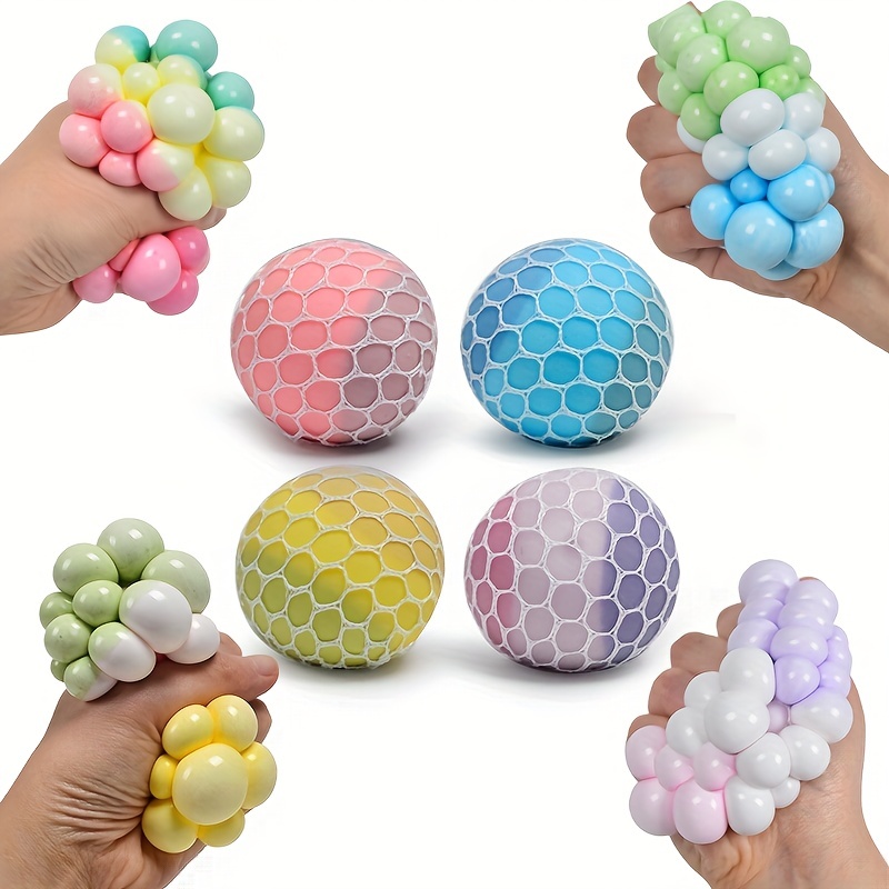 Paquete de 6 bolas esponjosas para el estrés, juguete para aliviar el  estrés para adultos, pelota para apretar, pelota antiestrés pop, bola de  malla
