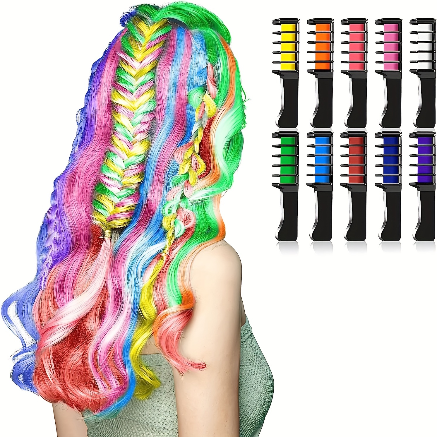 Hair Chalk Pinkiou Temporary Bright Hair Color Dye for Girls Kids, Washable Hair Chalk Set/Kit for Girls New Year Birthday Party Cosplay DIY - 8