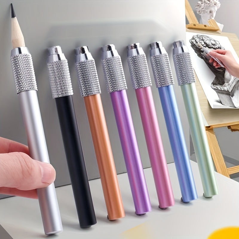 12x Pencil extenders Holder Pencil Lengthener Wooden Handle Adjustable  Supplies Tool for Sketching Writing Drawing School Office 