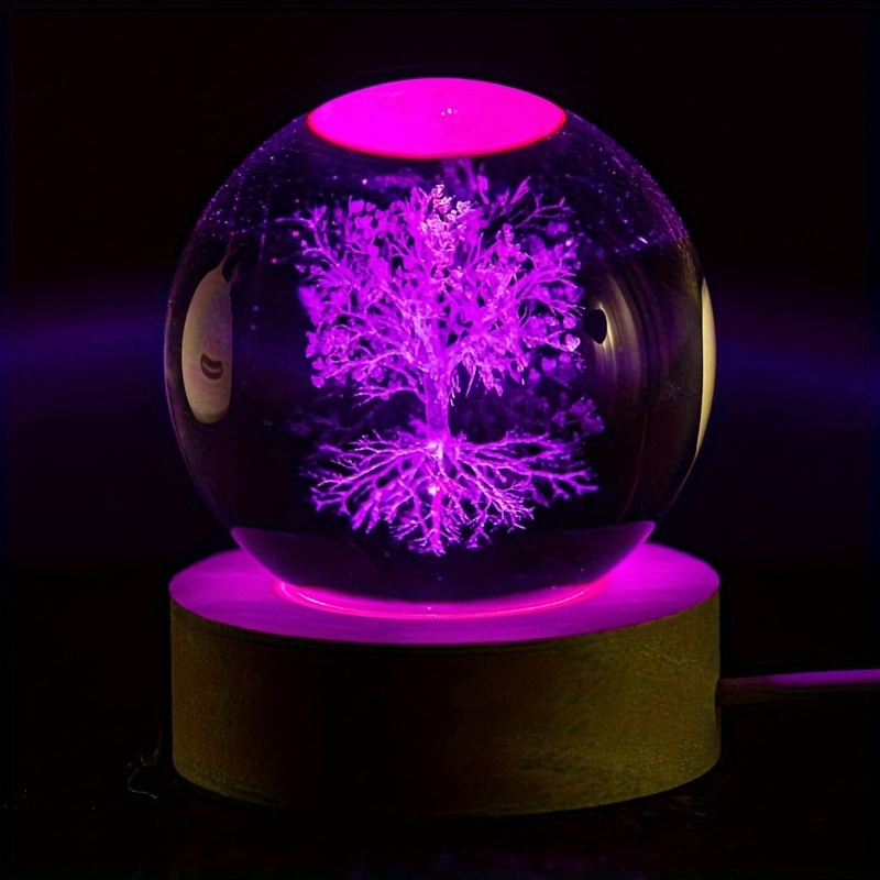 1pc Árbol Vida Bola Cristal Color Pequeña Luz Nocturna - Temu