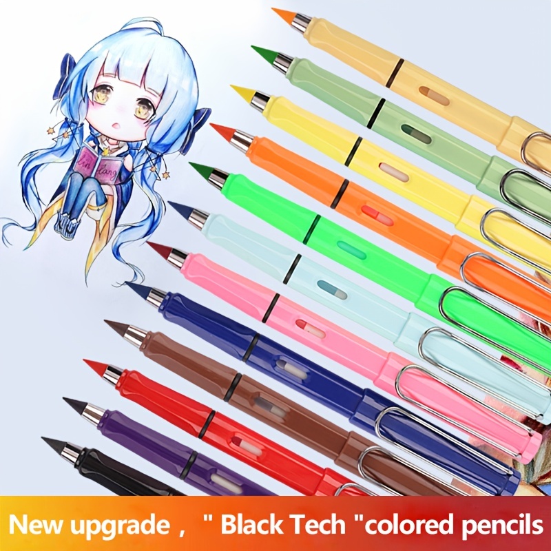 Cartoon Colored Pencils 12 Colors Drawing Pen With Pencil - Temu