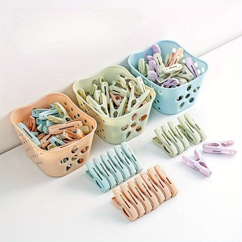 24pcs/pack Colorful Plastic Clothespins, Heavy Duty Laundry Clothes Pins  Clips With Springs, Air-Drying Clothing Pin Set