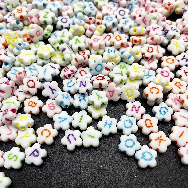 Pandahall 100Pcs Vowel Letter Beads 7x4mm White Flat Round with Letter A  Acrylic Beads for Jewelry Making