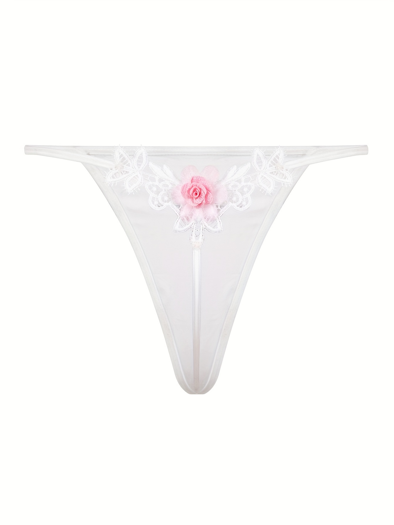 Women's Hot Floral Embroidery Thongs Ultra Thin See through - Temu
