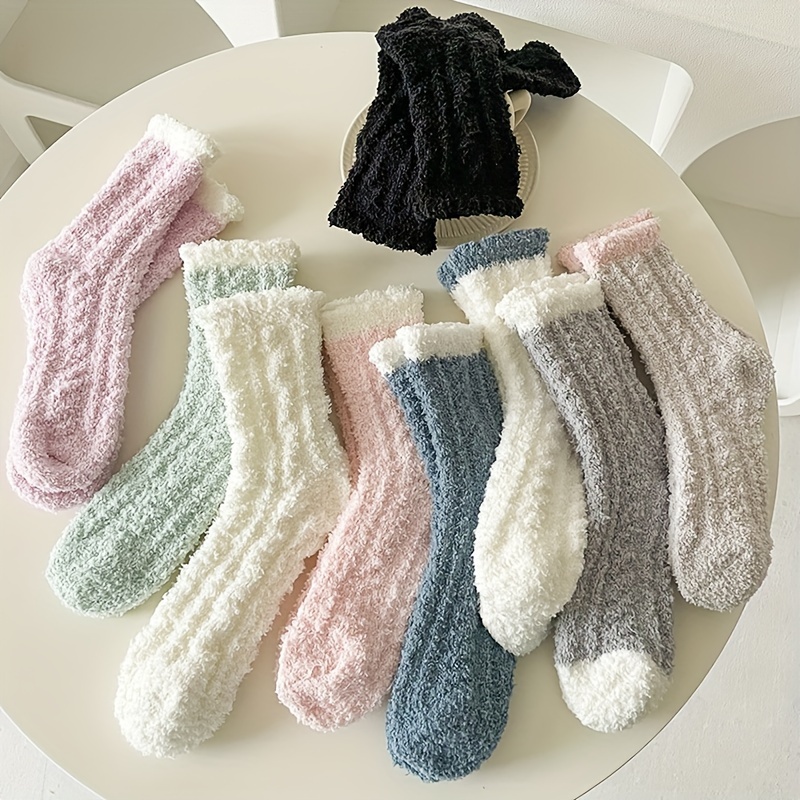 Colorblock Fuzzy Non-Skid Socks with Aloe